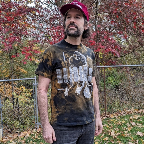 Hand-Dyed Rare Oakland Raiders NFL T-shirt | Vintage 90s - Picture 3 of 8